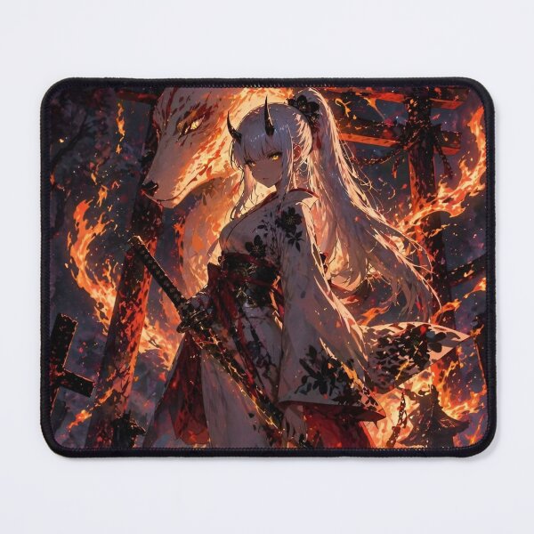 Item preview, Crimson Moon Kitsune Samurai – Fiery Fox Spirit Anime Fantasy Warrior designed and sold by Dyan4.