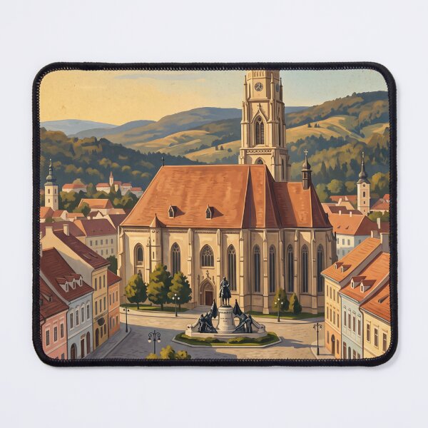 Item preview, Cluj-Napoca Romania Vintage Travel Poster – St. Michael’s Church Art designed and sold by Bomax121.