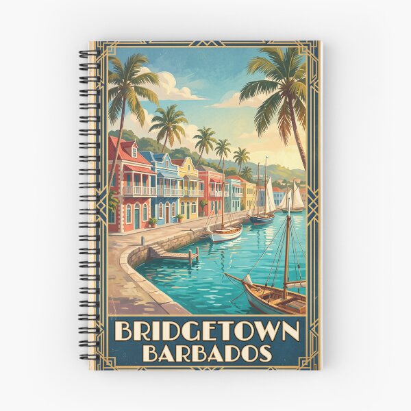 Item preview, Bridgetown Barbados Vintage Travel Poster – Historic Careenage Waterfront Art designed and sold by Bomax121.