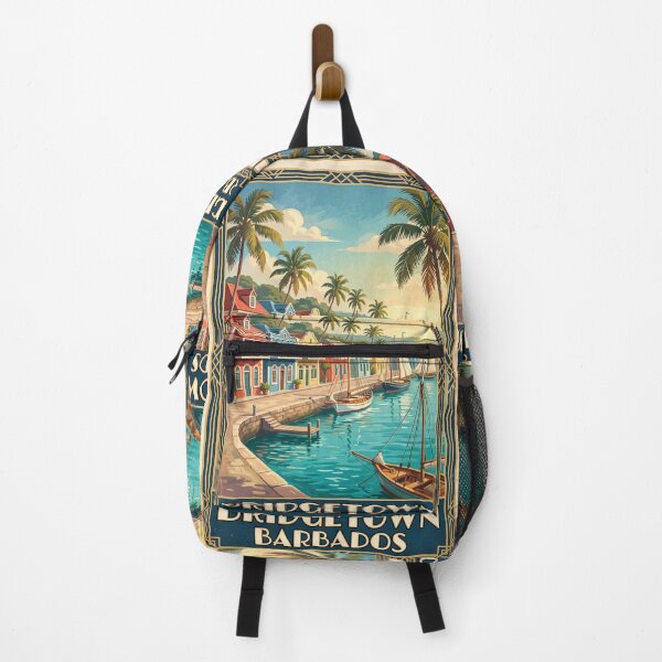 Item preview, Bridgetown Barbados Vintage Travel Poster – Historic Careenage Waterfront Art designed and sold by Bomax121.