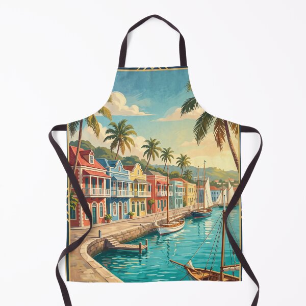 Item preview, Bridgetown Barbados Vintage Travel Poster – Historic Careenage Waterfront Art designed and sold by Bomax121.