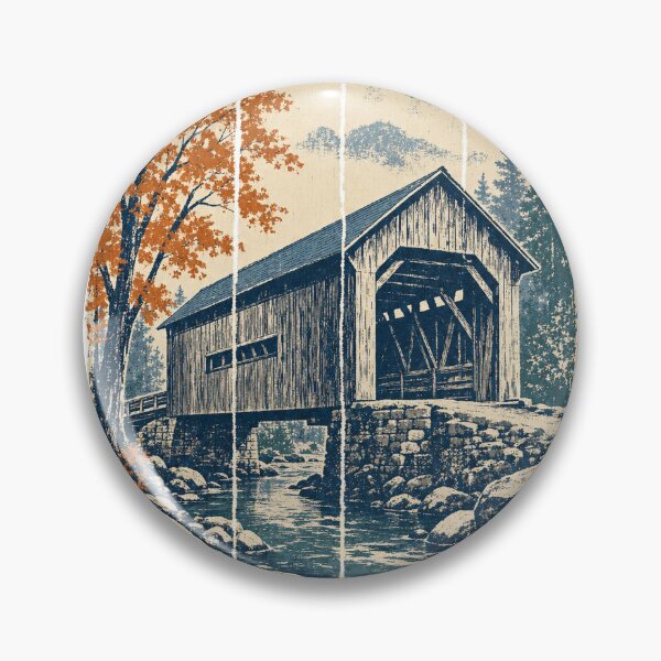 Item preview, Old Covered Bridge in Autumn designed and sold by VisualArtsOasis.