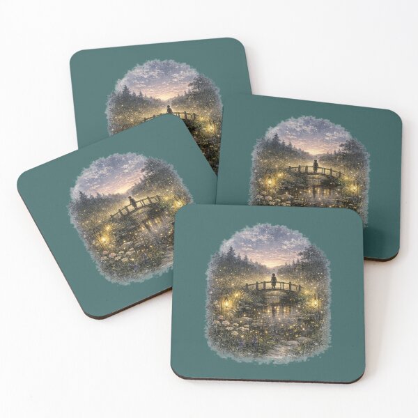 Item preview, Firefly Meadow Illustration – Dusk Pond Reflection Design Art designed and sold by MagicMakerPh.