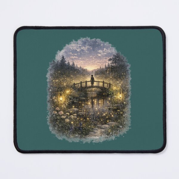 Item preview, Firefly Meadow Illustration – Dusk Pond Reflection Design Art designed and sold by MagicMakerPh.