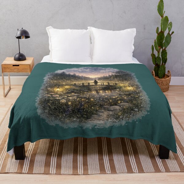 Item preview, Firefly Meadow Illustration – Dusk Pond Reflection Design Art designed and sold by MagicMakerPh.