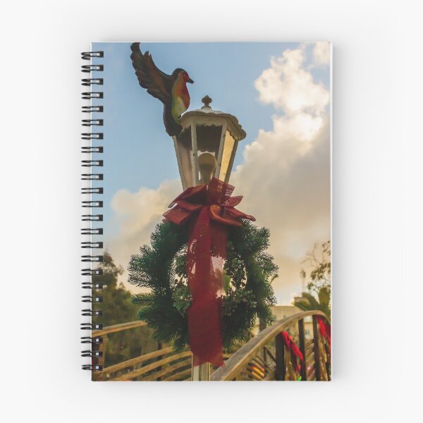 Item preview, Festive Christmas Wreath And Red Bow On A Decorative Lamp Post With Bird Ornament designed and sold by Nmallia.