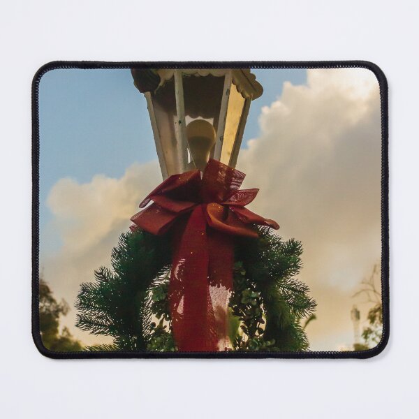 Item preview, Festive Christmas Wreath And Red Bow On A Decorative Lamp Post With Bird Ornament designed and sold by Nmallia.