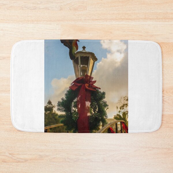 Item preview, Festive Christmas Wreath And Red Bow On A Decorative Lamp Post With Bird Ornament designed and sold by Nmallia.