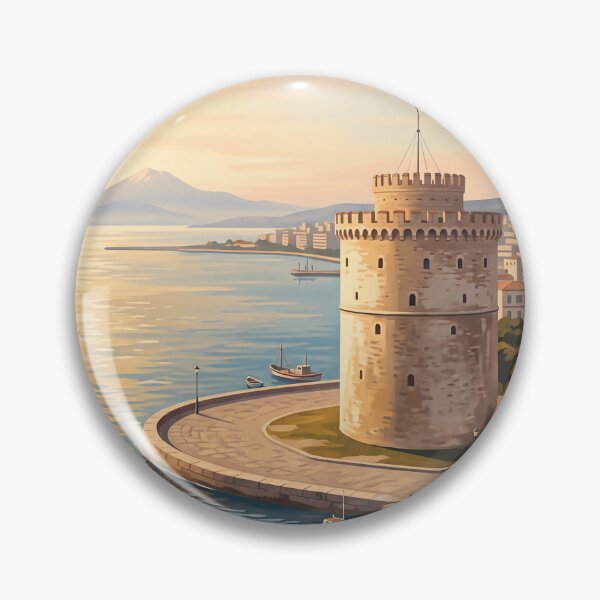 Item preview, Thessaloniki Greece Vintage Travel Poster – White Tower & Aegean Waterfront Art designed and sold by Bomax121.