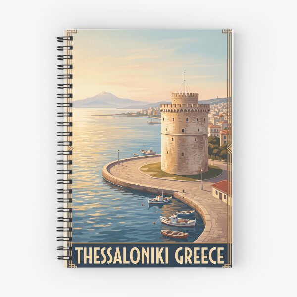 Artikelvorschau, Vintage-Reiseposter Thessaloniki, Griechenland – Kunst am Weißen Turm und an der Ägäisküste entworfen und verkauft von Bomax121.
