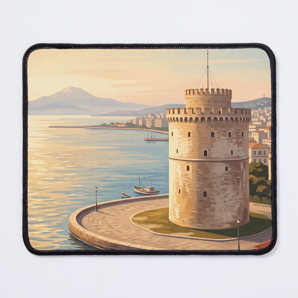 Item preview, Thessaloniki Greece Vintage Travel Poster – White Tower & Aegean Waterfront Art designed and sold by Bomax121.