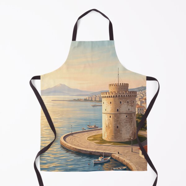 Item preview, Thessaloniki Greece Vintage Travel Poster – White Tower & Aegean Waterfront Art designed and sold by Bomax121.