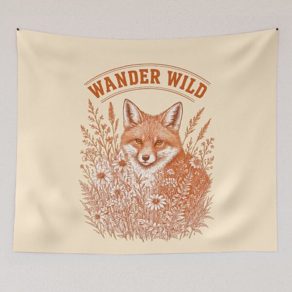 Item preview, Wander Wild Fox In Wildflowers Nature Art designed and sold by Hearth & Hollow.