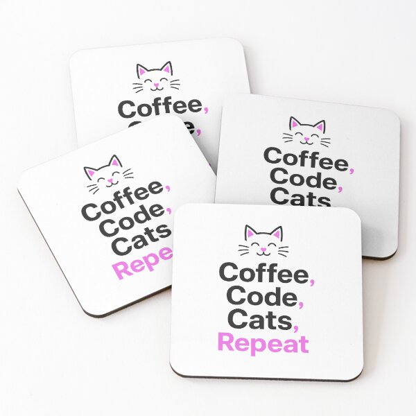 Item preview, Coffee Code Cats Repeat Programmer Cat Lover designed and sold by AntiqueImages.