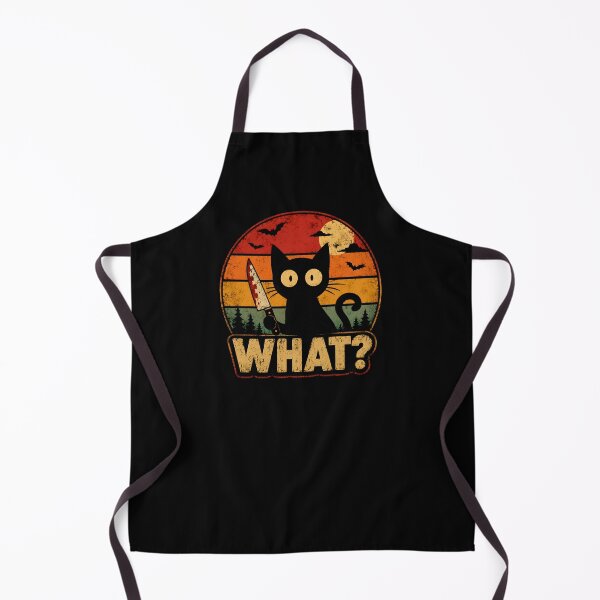 Item preview, Funny Black Cat Holding Knife Retro Vintage Sunset | WHAT? Halloween Cat Shirt designed and sold by boutkhilnl.