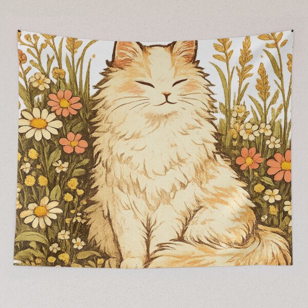 Item preview, Cozy Cat in Wildflowers designed and sold by Gold&pixels.