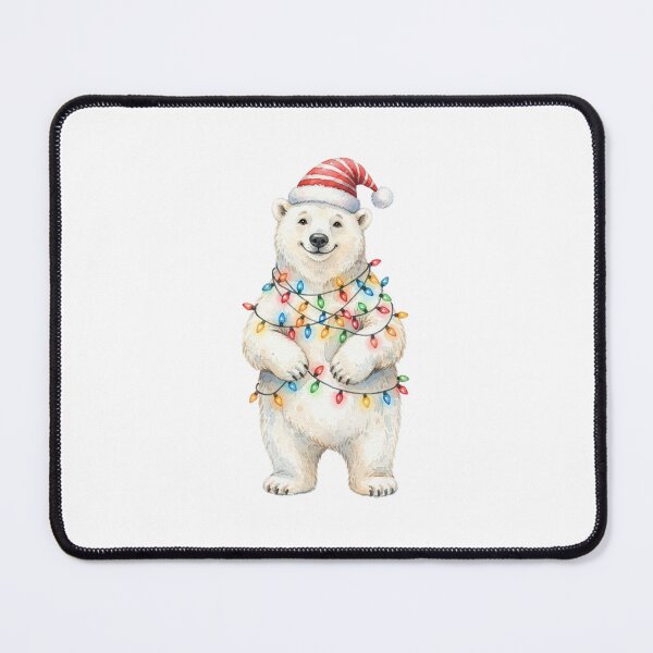 Item preview, Christmas Polar Bear with Santa Hat and Colorful Lights designed and sold by SOUFIANE1991.