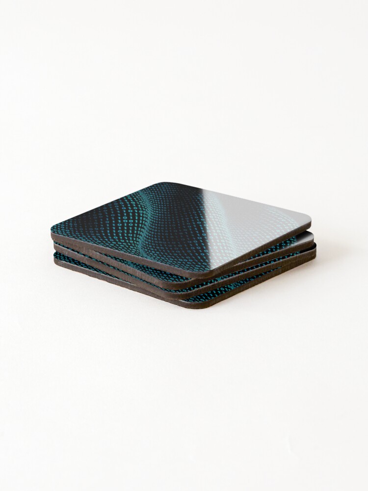 Thumbnail 4 of 5, Coasters (Set of 4), Binary Code Matrix Flow Cyber Wave Tech Pattern designed and sold by Thompika.