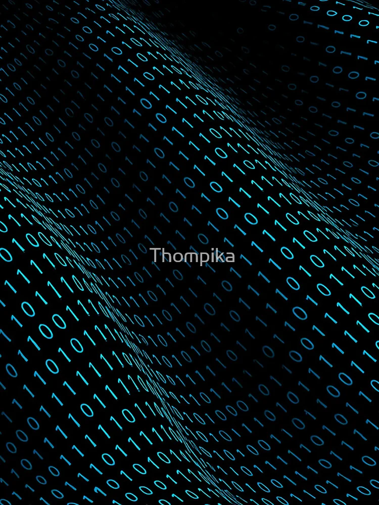 Thumbnail 4 of 4, iPhone Case, Binary Code Matrix Flow Cyber Wave Tech Pattern designed and sold by Thompika.