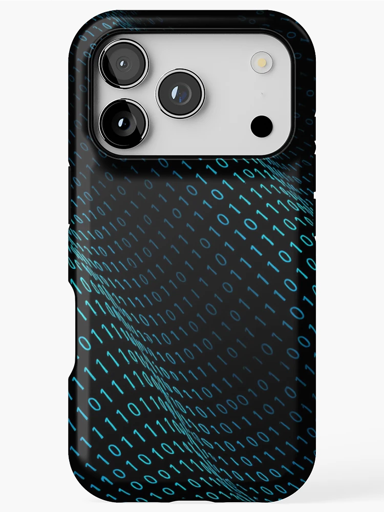 Thumbnail 1 of 4, iPhone Case, Binary Code Matrix Flow Cyber Wave Tech Pattern designed and sold by Thompika.
