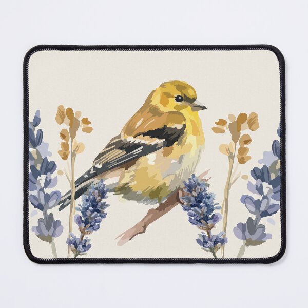 Item preview, Goldfinch and Lavender Watercolor designed and sold by FawnFeatherCo.