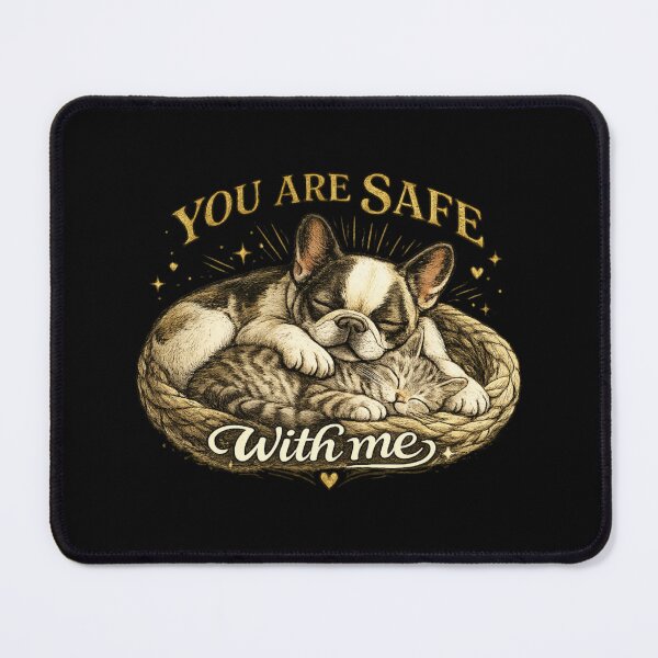 Item preview, You Are Safe With Me Sleeping French Bulldog Cat designed and sold by PunchDrop.