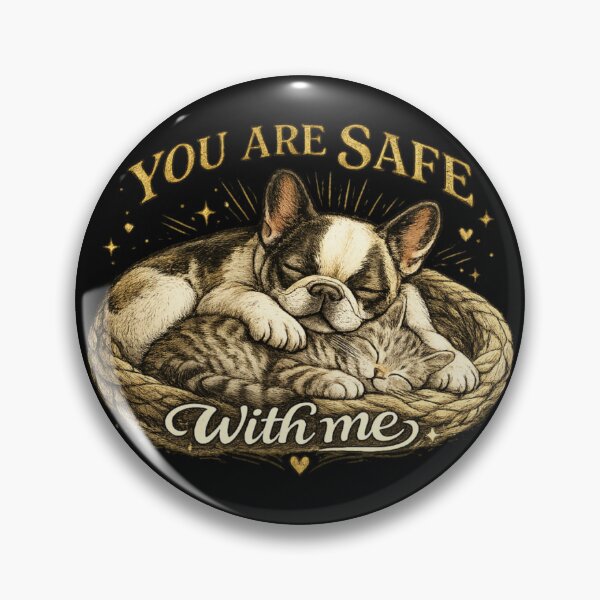 Item preview, You Are Safe With Me Sleeping French Bulldog Cat designed and sold by PunchDrop.