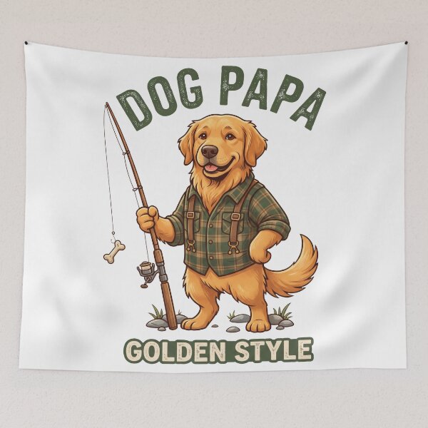 Item preview, Dog Papa Golden Style designed and sold by zoughlal.