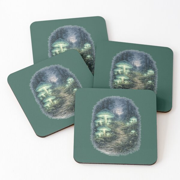 Item preview, Bioluminescent Mushroom Forest Illustration – Glowing Fungi Design Art designed and sold by MagicMakerPh.