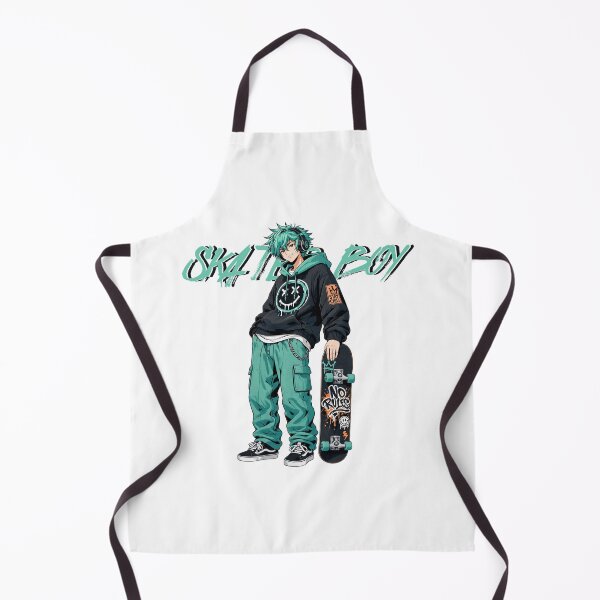 Item preview, Skater Boy Anime Streetwear Design – Teal Hair Skateboarder Graffiti Art designed and sold by MID9T.