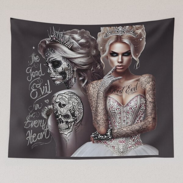 Item preview, Gothic Queen Skull Tattoo Corset designed and sold by Voodoo Store Paranormal Collections.