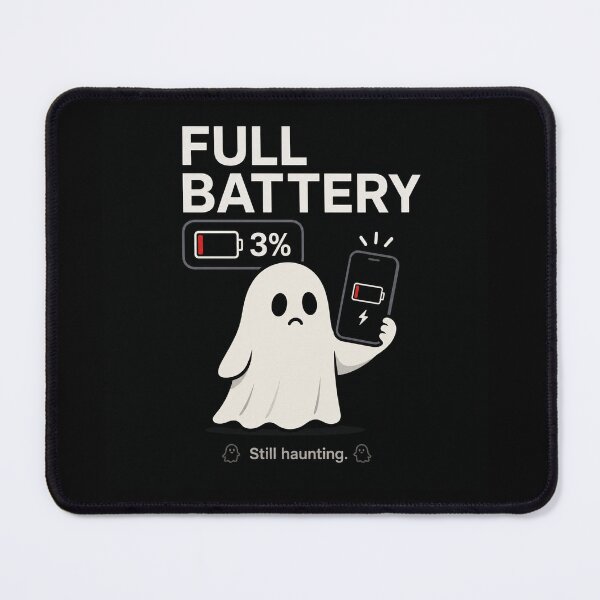 Item preview, Full Battery 3% Funny Ghost Graphic | Cute Low Battery Meme Shirt | Minimal Haunted Phone Aesthetic Tee designed and sold by warlistop.