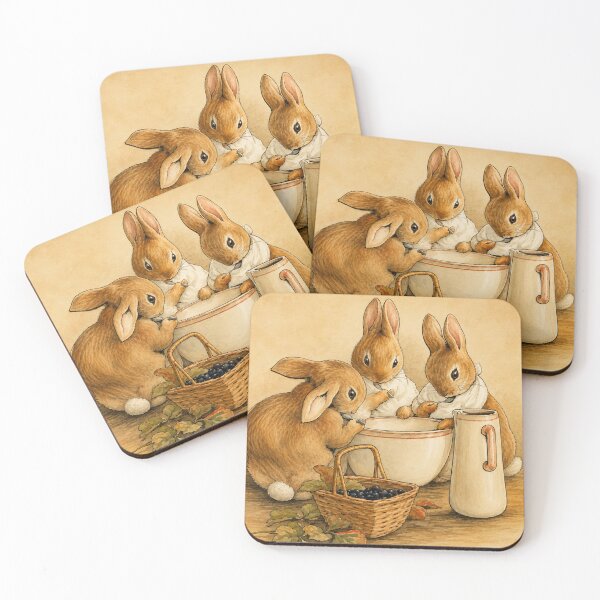 Item preview, Vintage Watercolor Flopsy Mopsy & Cottontail Baking Print for Beatrix Potter Fans designed and sold by RickE.