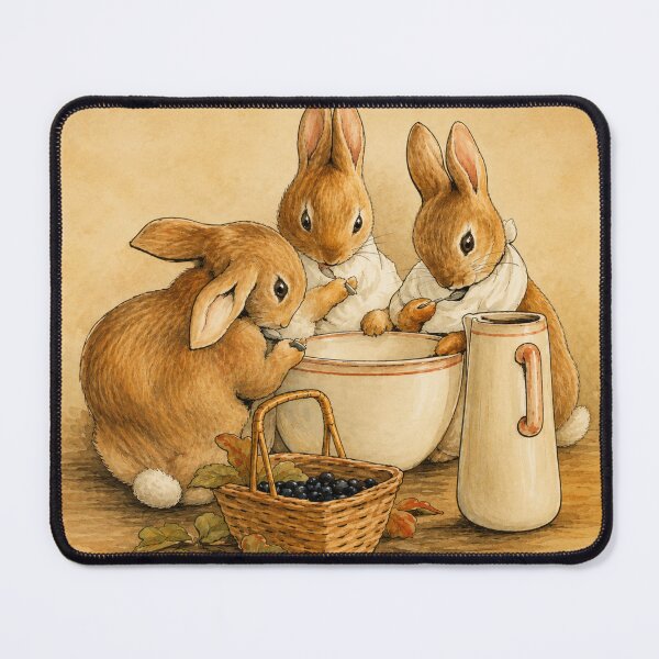 Item preview, Vintage Watercolor Flopsy Mopsy & Cottontail Baking Print for Beatrix Potter Fans designed and sold by RickE.