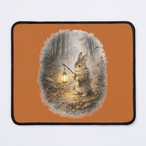 Item preview, Rabbit with Paper Lantern Illustration – Misty Autumn Forest Design Art designed and sold by MagicMakerPh.