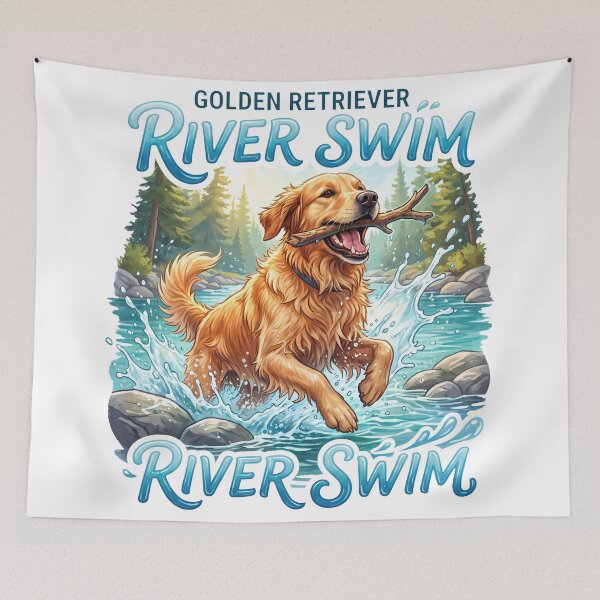 Item preview, Golden Retriever River Swim designed and sold by zoughlal.