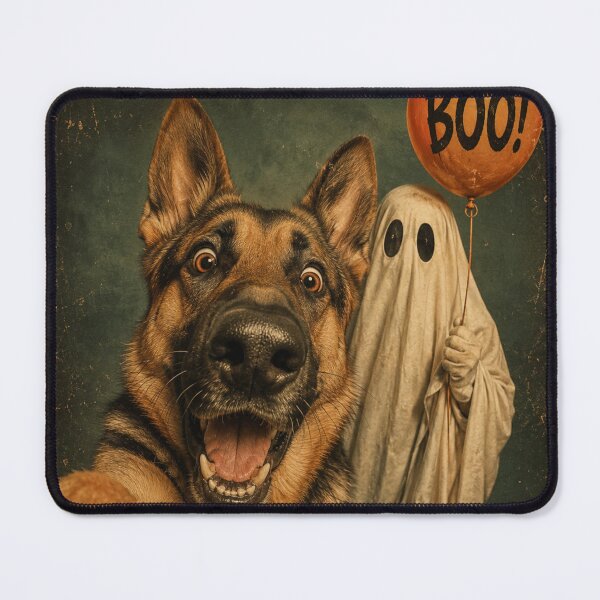Item preview, Funny German Shepherd Ghost Halloween Selfie Vintage Dog Halloween Design designed and sold by ShopVirela.