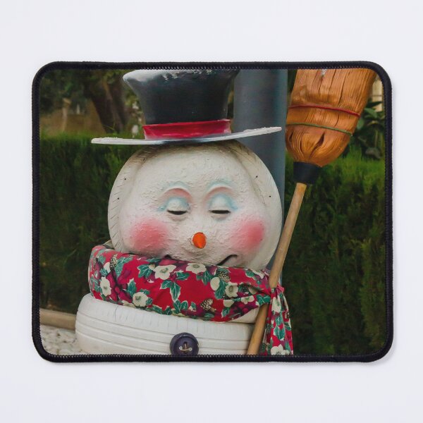 Item preview, Whimsical Snowman Sculpture Christmas Decoration Made From Painted Tires With Broom And Scarf designed and sold by Nmallia.