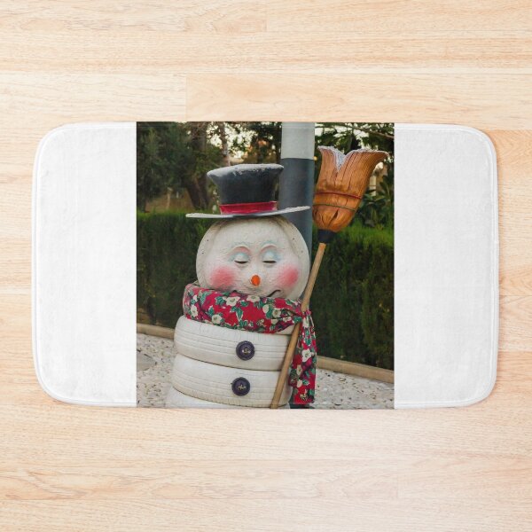 Item preview, Whimsical Snowman Sculpture Christmas Decoration Made From Painted Tires With Broom And Scarf designed and sold by Nmallia.