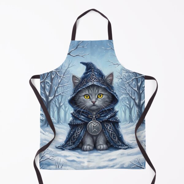 Item preview, The Solstice Singer - Celtic Folklore Grey Cat in Winter Snow designed and sold by Englandbear.