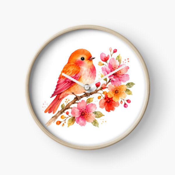 Artikelvorschau, Aquarell-Frühlingsvogel auf Kirschblütenzweig entworfen und verkauft von trendspatterns.