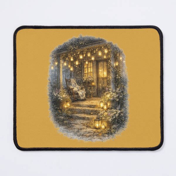 Item preview, Cottage Porch Fairy Lights Illustration – Summer Evening Design Art designed and sold by MagicMakerPh.