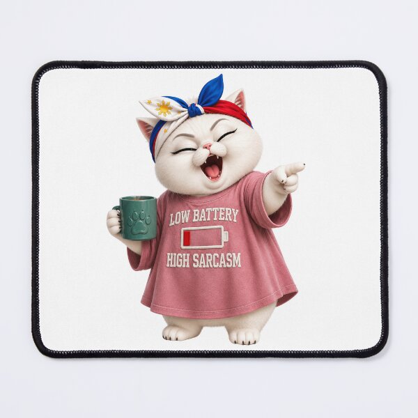 Item preview, Low battery High sarcasm cat designed and sold by SHARAMDARA.