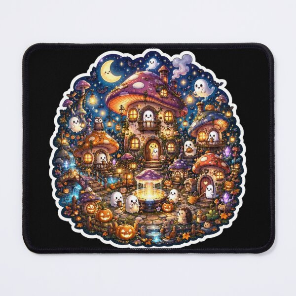 Item preview, Haunted Mushroom Village – Cute Kawaii Halloween Art designed and sold by RDcollections.