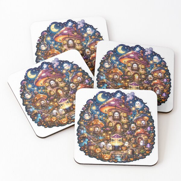 Item preview, Haunted Mushroom Village – Cute Kawaii Halloween Art designed and sold by RDcollections.