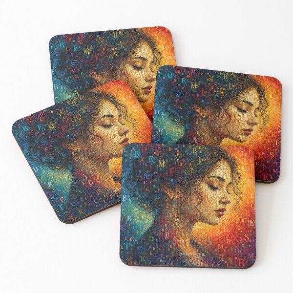 Item preview, Letters of the Soul | Typographic Portrait of a Woman | Abstract Fine Art designed and sold by sonsunarts.