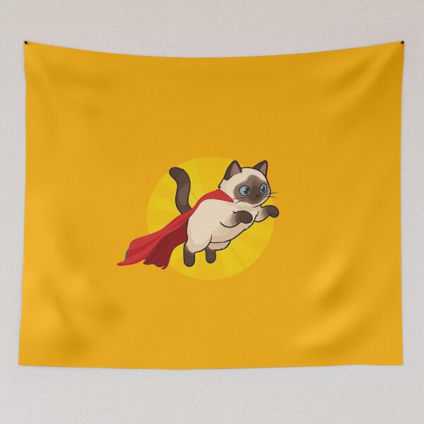 Item preview, Super Cat - cartoon vintage retro cat flying with a red cape designed and sold by InanimateArt.