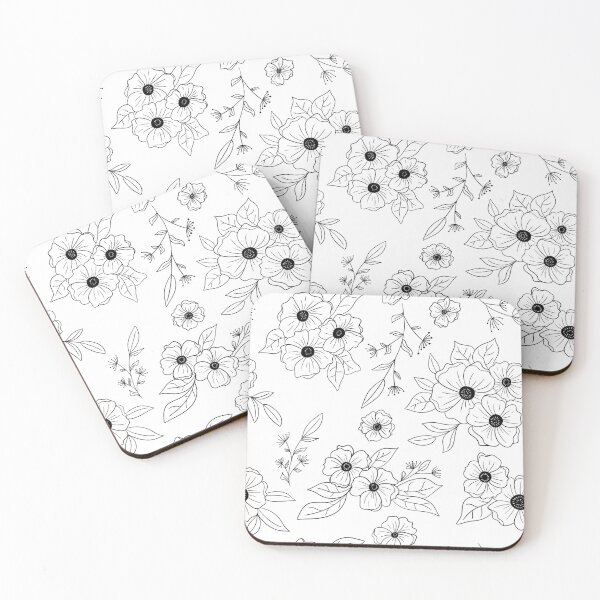 Item preview, Black and White Fine Line Anemone Floral designed and sold by WonderAndWhim.