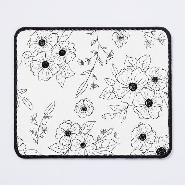 Item preview, Black and White Fine Line Anemone Floral designed and sold by WonderAndWhim.