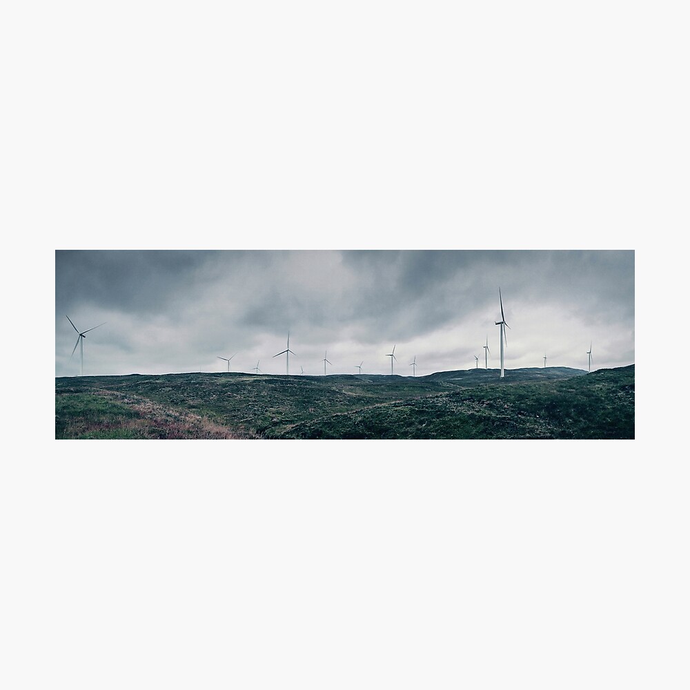 Landscape Panorama with Wind Turbines Photographic Print